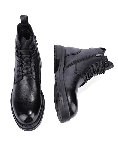 Мужские ботинки кожаные черные - фото 2 - Miraton
