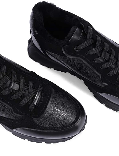 Мужские кроссовки кожаные черные - фото 5 - Miraton