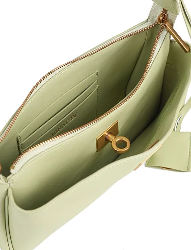 Женская сумка через плечо MIRATON кожаная зеленая - фото 5 - Miraton