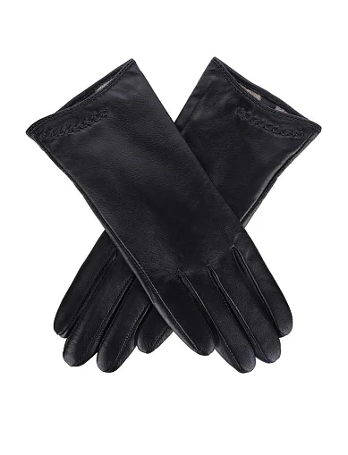 Рукавички шкіряні чорні(3576) - фото 2 - Miraton