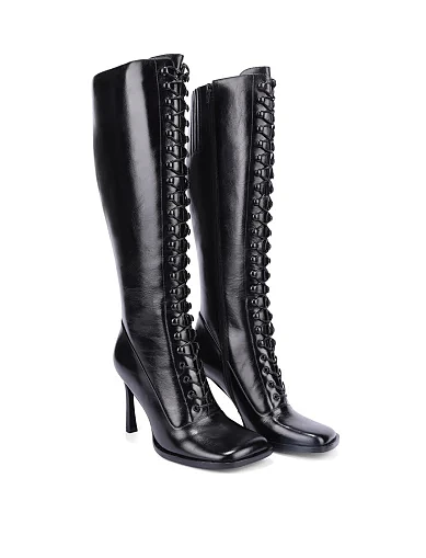 Женские сапоги JEFFREY CAMPBELL кожаные черные - фото 4 - Miraton