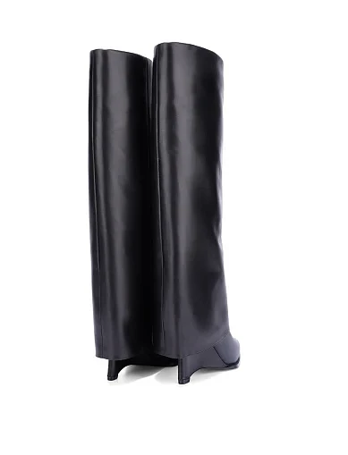 Женские сапоги кожаные черные - фото 4 - Miraton