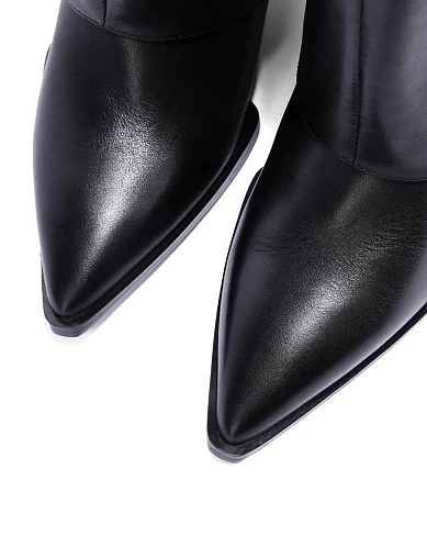 Женские сапоги кожаные черные - фото 5 - Miraton
