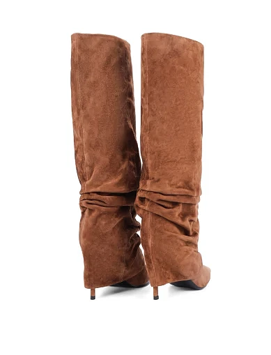 Женские сапоги MIRATON велюровые коричневые - фото 4 - Miraton