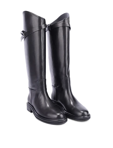 Женские сапоги кожаные черные - фото 3 - Miraton