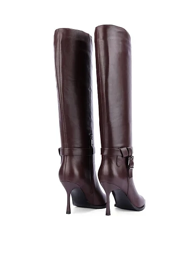 Жіночі чоботи шкіряні бордові(F690-809-2) - фото 3 - Miraton