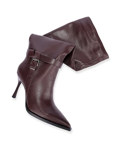 Жіночі чоботи шкіряні бордові(F690-809-2) - фото 5 - Miraton