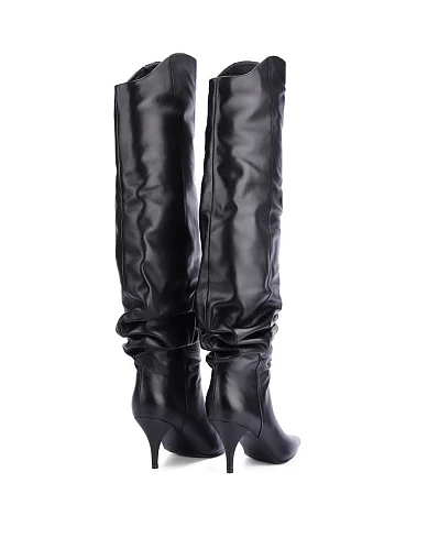 Женские ботфорты MIRATON кожаные черные - фото 3 - Miraton