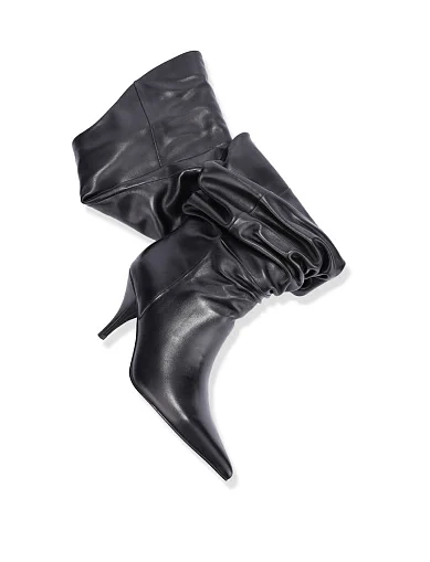 Женские ботфорты MIRATON кожаные черные - фото 4 - Miraton