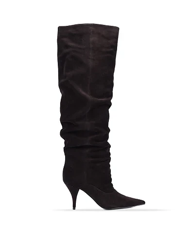 Женские ботфорты велюровые коричневые - фото 1 - Miraton