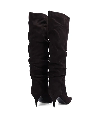 Женские ботфорты велюровые коричневые - фото 3 - Miraton