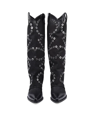 Женские сапоги MIRATON кожаные черные - фото 2 - Miraton