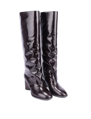 Женские сапоги из масляной кожи бордовые - фото 3 - Miraton