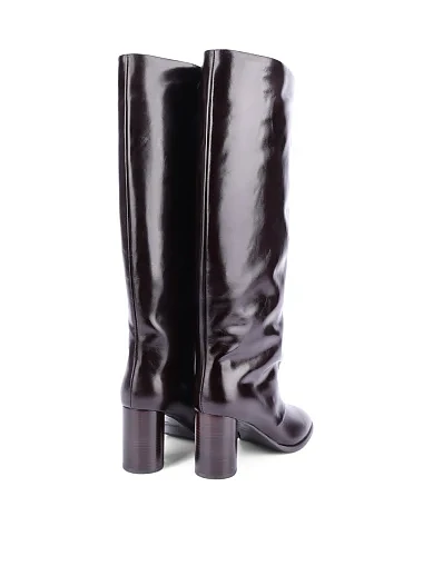 Женские сапоги из масляной кожи бордовые - фото 4 - Miraton