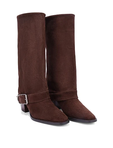 Жіночі чоботи велюрові коричневі(25106-1512-3) - фото 3 - Miraton