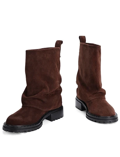 Женские ботинки MIRATON велюровые коричневые - фото 2 - Miraton