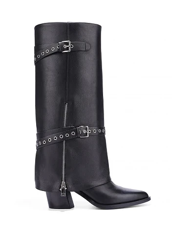 Жіночі чоботи MIRATON шкіряні чорні(385H-1555-N538) - фото 2 - Miraton