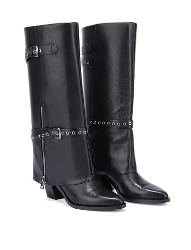 Жіночі чоботи MIRATON шкіряні чорні(385H-1555-N538) - фото 4 - Miraton