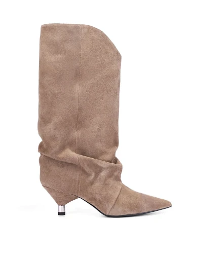 Женские сапоги MIRATON велюровые бежевые - фото 1 - Miraton