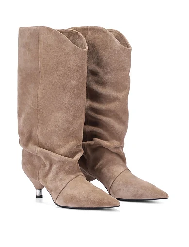 Женские сапоги MIRATON велюровые бежевые - фото 3 - Miraton