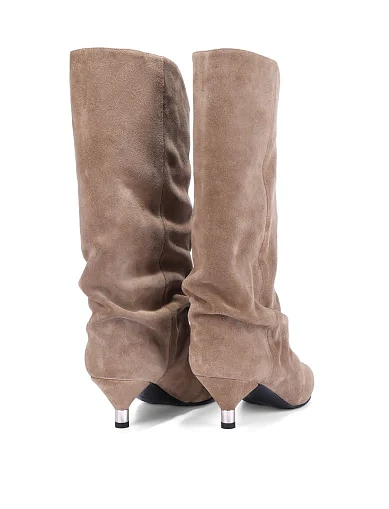 Женские сапоги MIRATON велюровые бежевые - фото 4 - Miraton