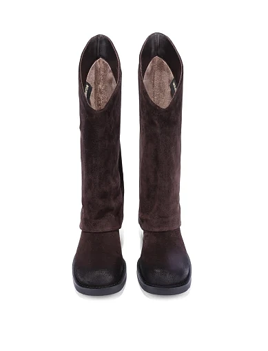 Женские сапоги MIRATON велюровые коричневые - фото 2 - Miraton