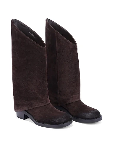 Женские сапоги MIRATON велюровые коричневые - фото 3 - Miraton