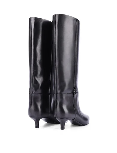 Женские сапоги кожаные черные - фото 4 - Miraton