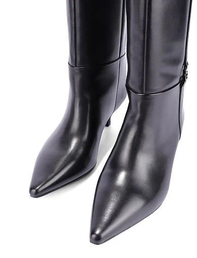 Женские сапоги кожаные черные - фото 5 - Miraton