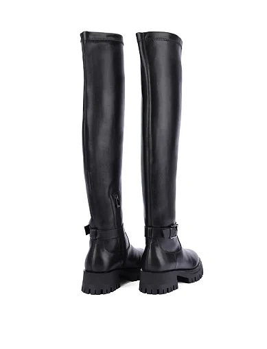 Женские ботфорты кожаные черные - фото 4 - Miraton