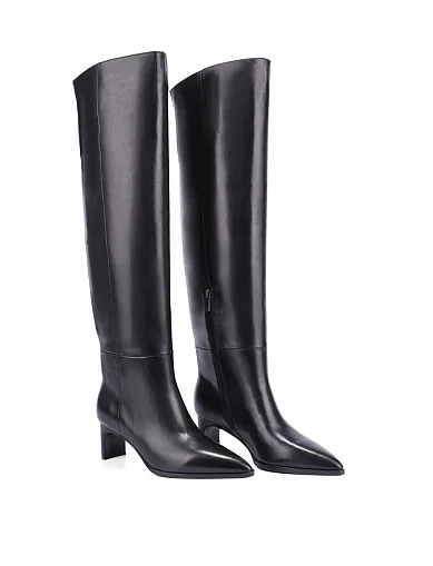 Женские ботфорты кожаные черные - фото 3 - Miraton