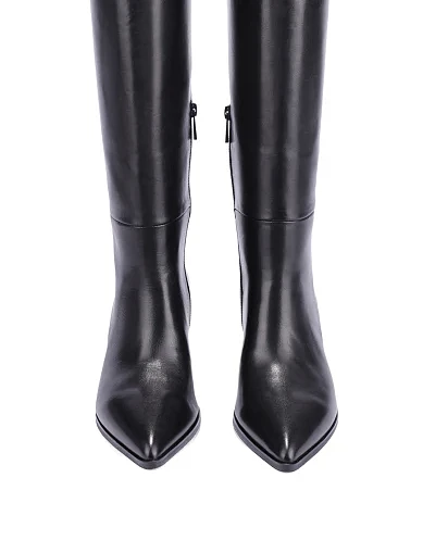 Женские ботфорты кожаные черные - фото 5 - Miraton