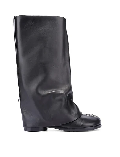 Женские сапоги MIRATON кожаные черные - фото 2 - Miraton