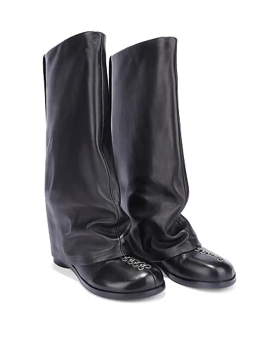 Женские сапоги MIRATON кожаные черные - фото 4 - Miraton