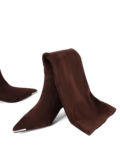 Женские сапоги MIRATON велюровые коричневые - фото 5 - Miraton