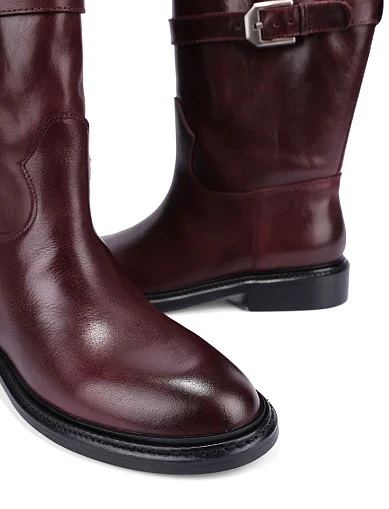 Женские ботинки MIRATON кожаные бордовые - фото 5 - Miraton