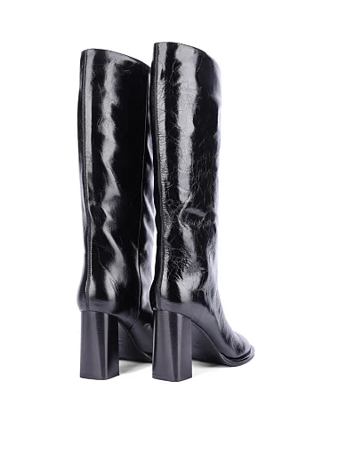 Женские сапоги из масляной кожи черные - фото 4 - Miraton