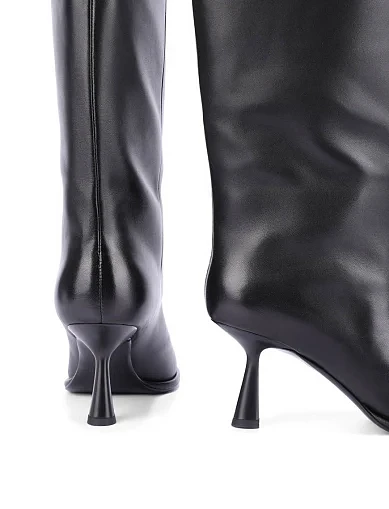 Женские сапоги кожаные черные - фото 2 - Miraton