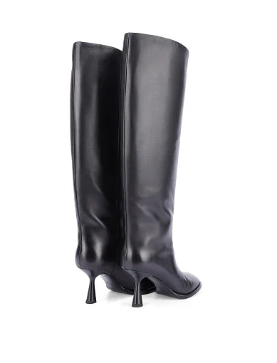 Женские сапоги кожаные черные - фото 4 - Miraton