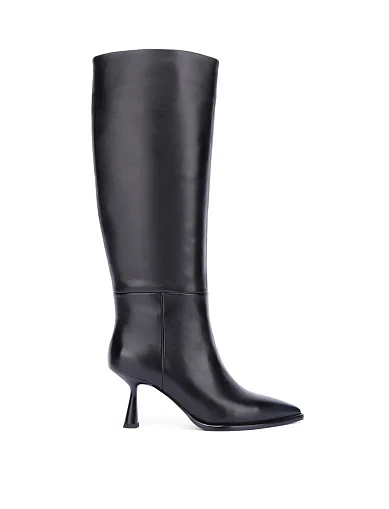 Женские сапоги кожаные черные - фото 2 - Miraton