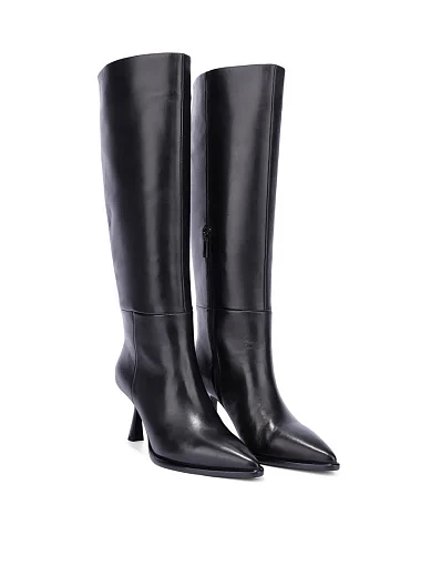 Женские сапоги кожаные черные - фото 4 - Miraton