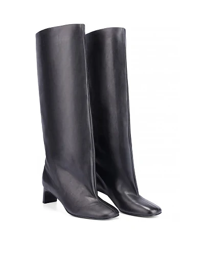 Женские сапоги кожаные черные - фото 3 - Miraton