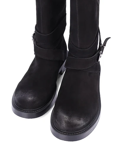 Женские ботинки MIRATON из нубука черные - фото 5 - Miraton