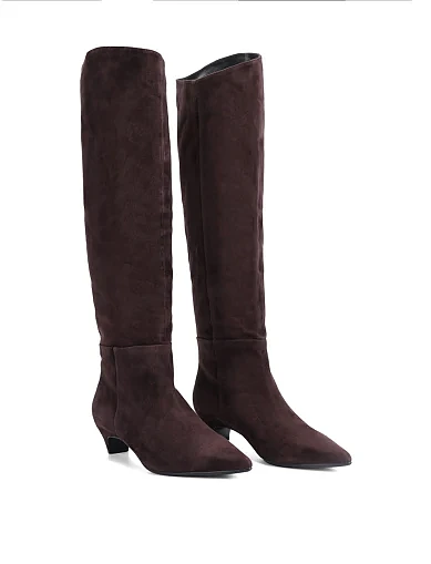 Женские сапоги MIRATON велюровые коричневые - фото 4 - Miraton