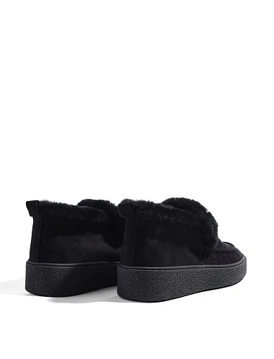 Женские ботинки лоферы Helena Soretti замшевые черные - фото 4 - Miraton