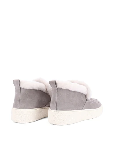 Женские ботинки лоферы замшевые серые - фото 4 - Miraton