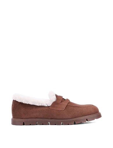 Женские туфли лоферы замшевые коричневые - фото 1 - Miraton