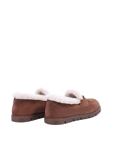 Женские туфли лоферы замшевые коричневые - фото 4 - Miraton