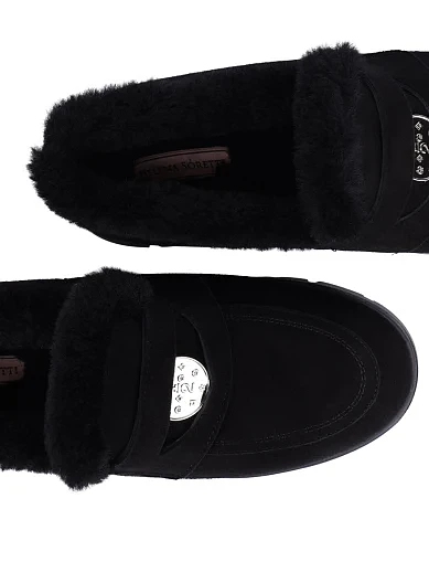 Женские туфли лоферы замшевые черные - фото 5 - Miraton