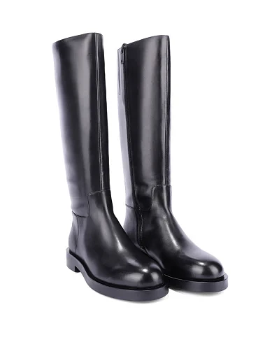 Женские сапоги кожаные черные - фото 3 - Miraton